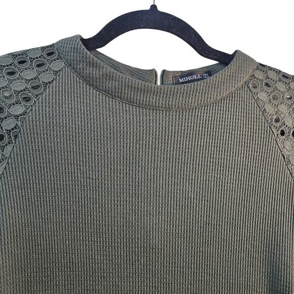 Miholl Lace Long Sleeve Knit Top Green Whimsigoth Grunge Fairy Size Small - Picture 4 of 7
